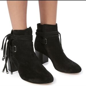 Rag & Bone Dalia II Black Suede Boots Stud Tipped Straps